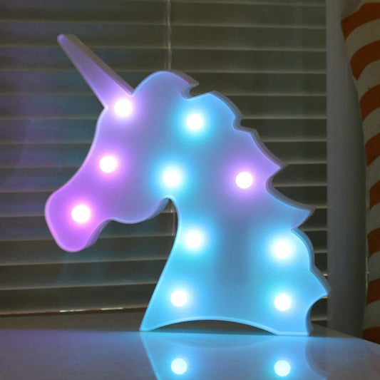Blinking Led Unicorn Marquee Signs Unicorn Party Supplies, Fantasy Themed Wall Decor Desk Table Lamp Gift for Kids Baby Girls Bedroom Birthday (Unicorn Head, Multicolour, Pack of 1)