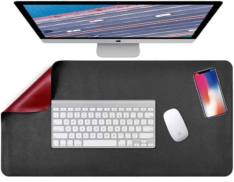 Extended Mouse Pad/Desk Mat for Work from Home/Office/Gaming | Reversible Splash-Proof – (31x15.5 Inch) Black/Red