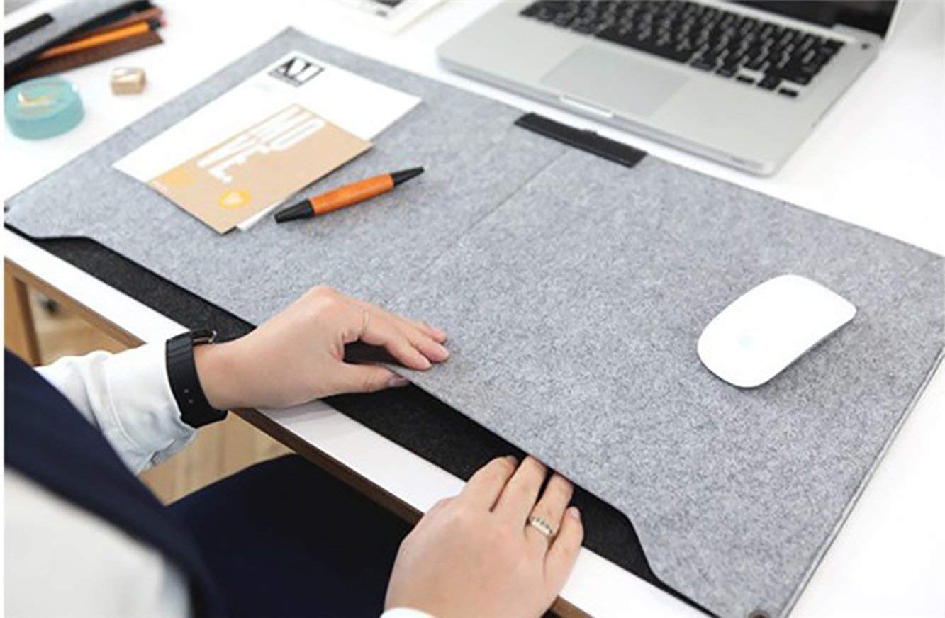 Laptop Keyboard Mouse Felt Pad with Paper and Pen Pocket for Desktops