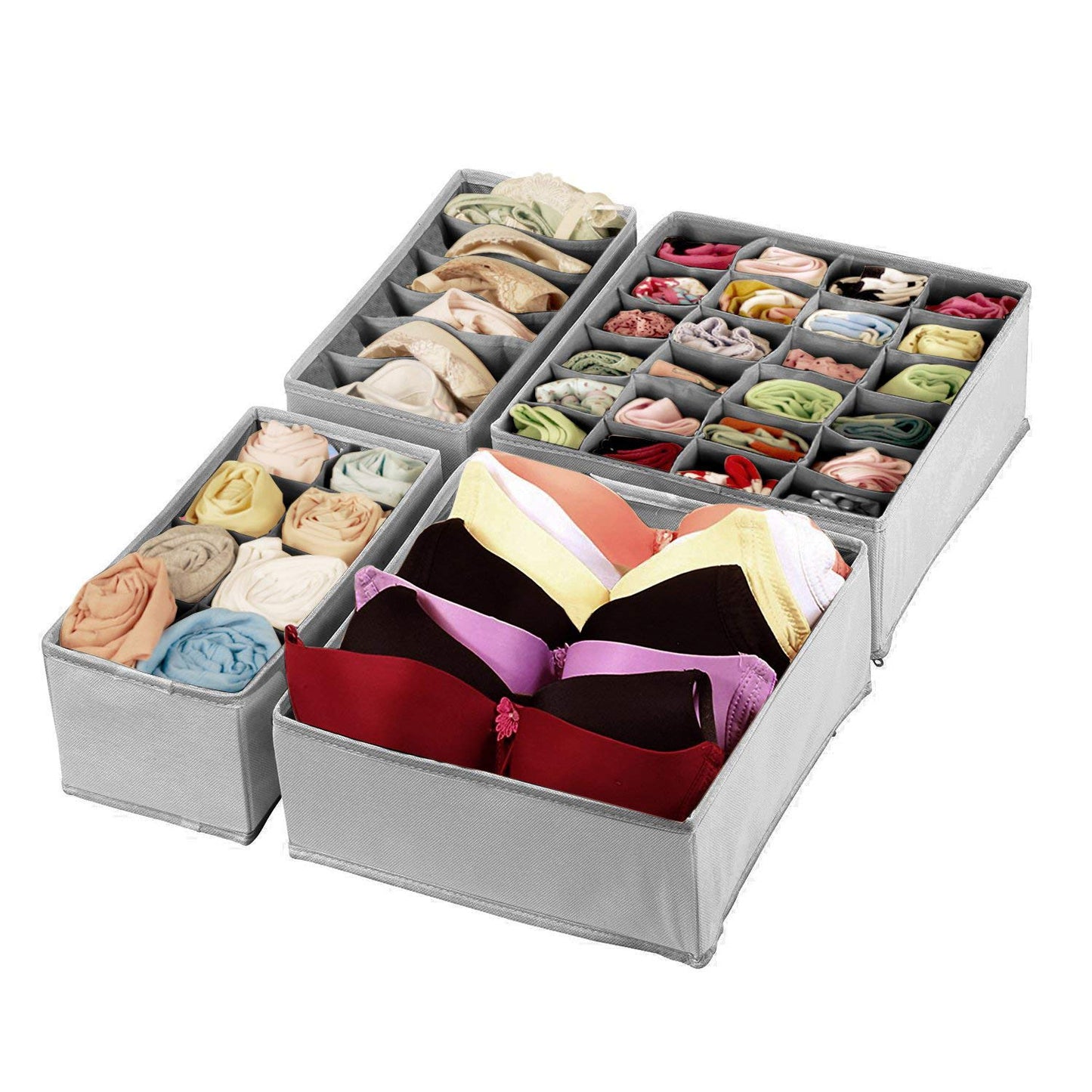 Foldable Closet Storage for Socks Bra Tie Scarfs-Set of 4