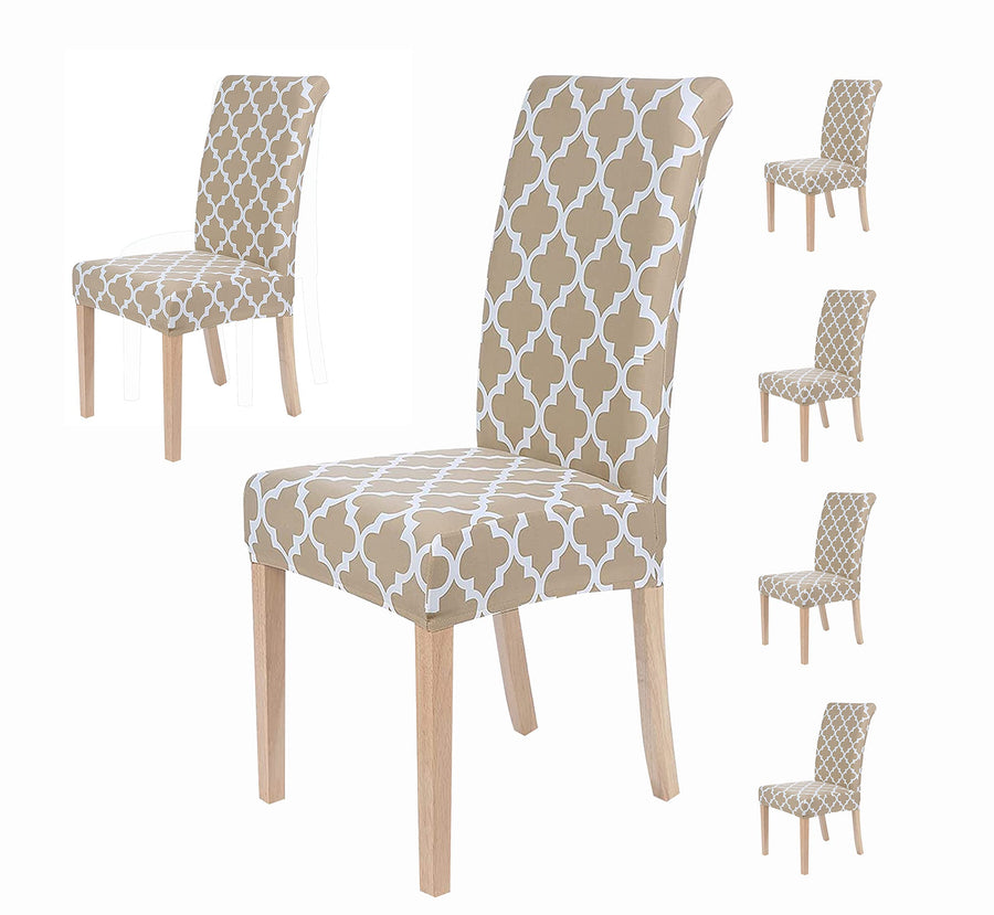 Elastic Chair Cover - Beige Diamond