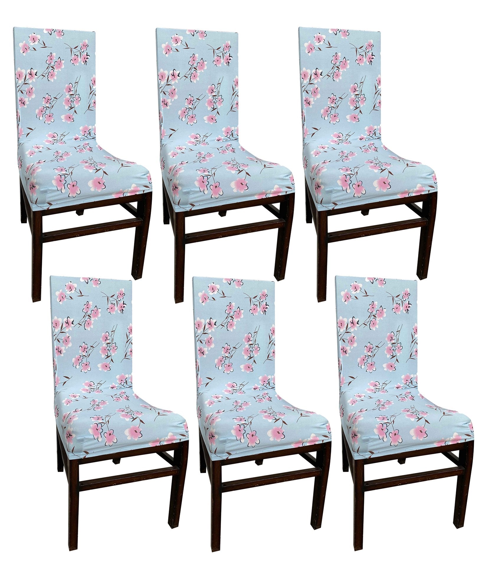 Printed Elastic Chair Cover - blue daisy