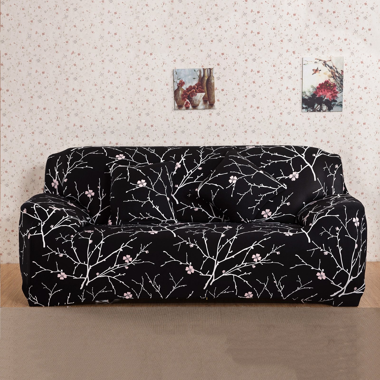 Printed Sofa Cover - Black Branch