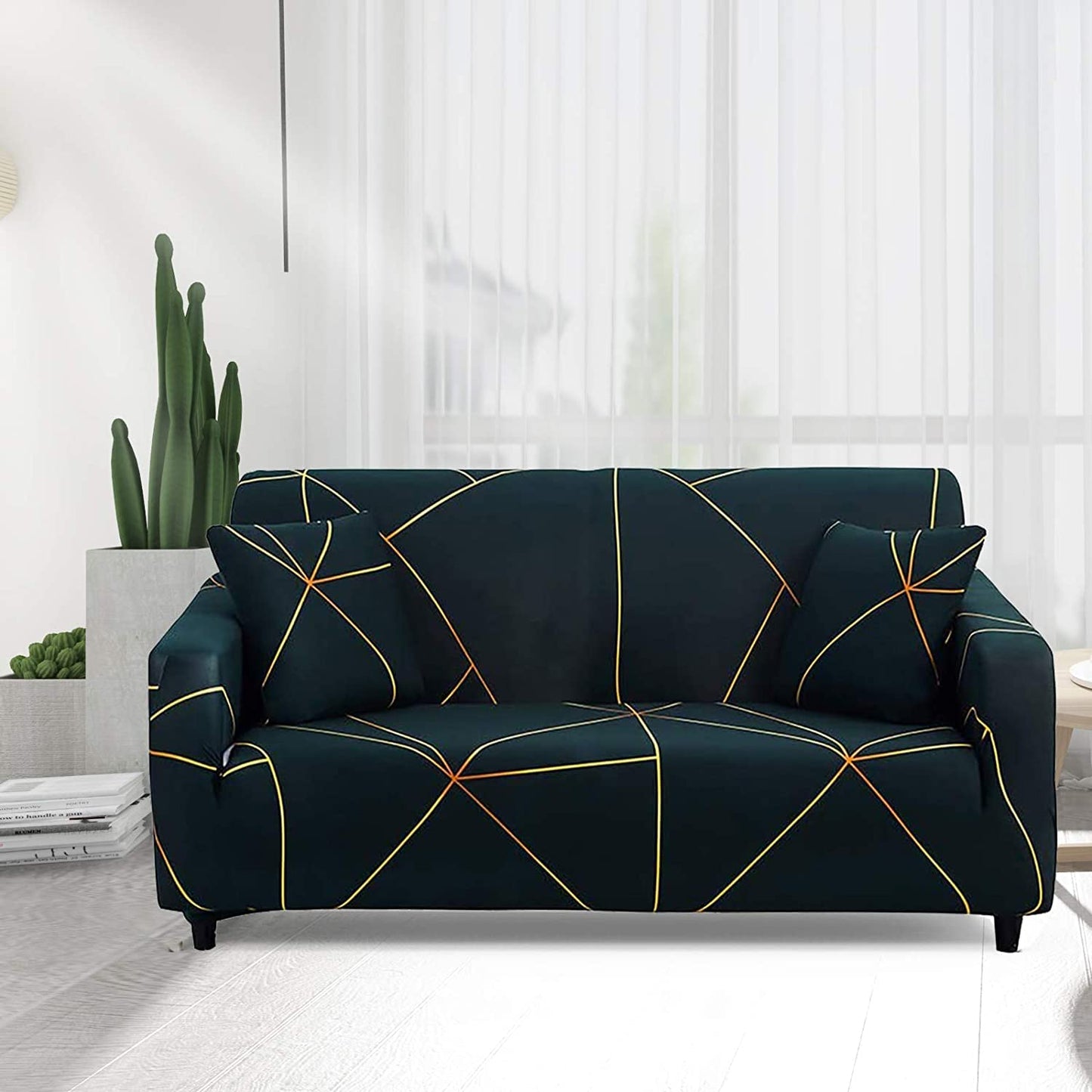 Printed Sofa Cover - Green Gold Prism