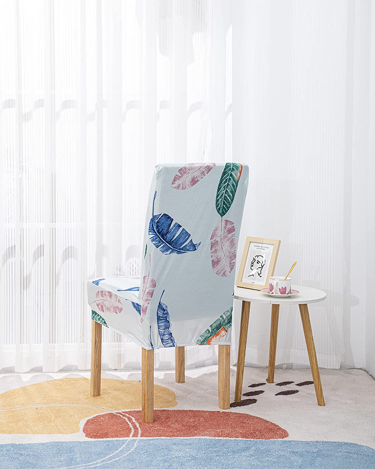 Printed Chair Cover - Light Blue Tropical