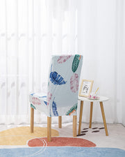 Printed Chair Cover - Light Blue Tropical