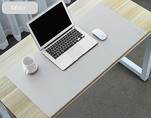 PU Leather Desk Pad Protector,Mouse Pad,Office Desk Mat, Non-Slip Desk Blotter,Laptop Desk Pad, Waterproof Desk Writing Pad for Office and Home - Light Grey