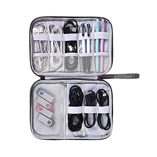Electronics Accessories Organizer Bag, Universal Carry Travel Gadget Bag for Cables, Plug, Charger, Hard Disk and More - Black