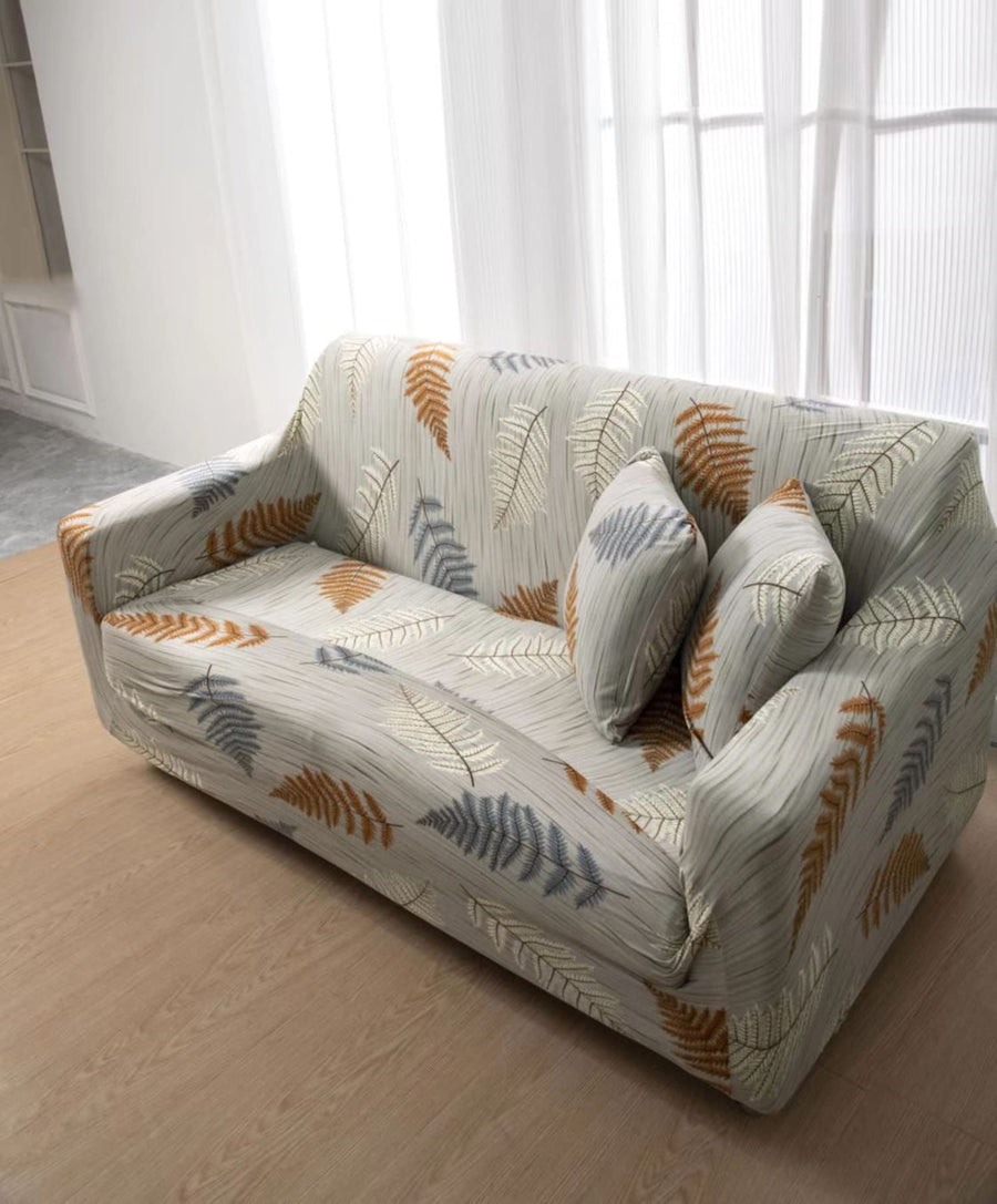 Printed Sofa Cover - Back Wood Green Leaf