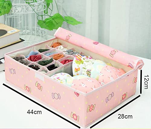 Innerwear Organizer 16+1 Compartment Non Woven Foldable Fabric Storage Box for Closet - (Pink Candy)