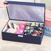 Innerwear Organizer 16+1 Compartment Non-Smell Non Woven Foldable Fabric Storage Box for Closet - Blue Polka