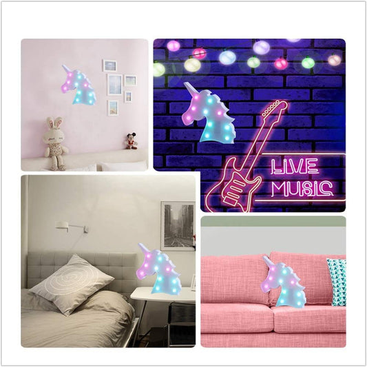 Blinking Led Unicorn Marquee Signs Unicorn Party Supplies, Fantasy Themed Wall Decor Desk Table Lamp Gift for Kids Baby Girls Bedroom Birthday (Unicorn Head, Multicolour, Pack of 1)