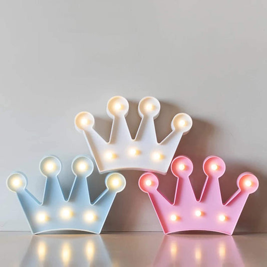 Battery Operated Rechargeable LED Marquee Crown Tiara Signs Shaped Night Lights Lamp (White)