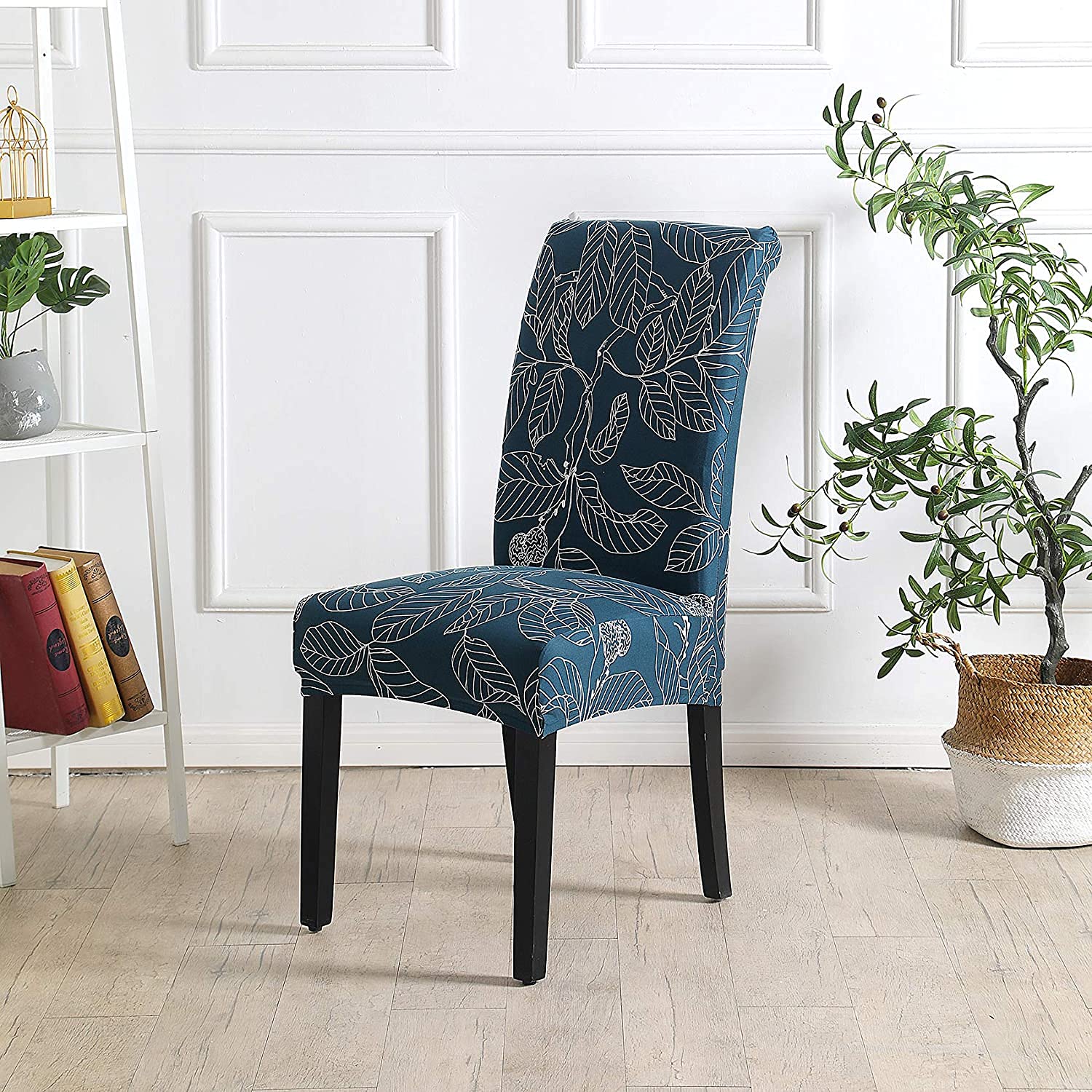 Polyester Flowered Elastic Stretch Removable Washable (Blue Ash)