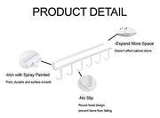 Under Shelf Cup Holder 6 Hooks Kitchen Utensil Rack White