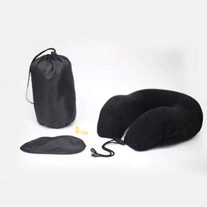 U Shape Travel Pillow with Sleep Mask 2Pack Earplugs, Portable Pouch