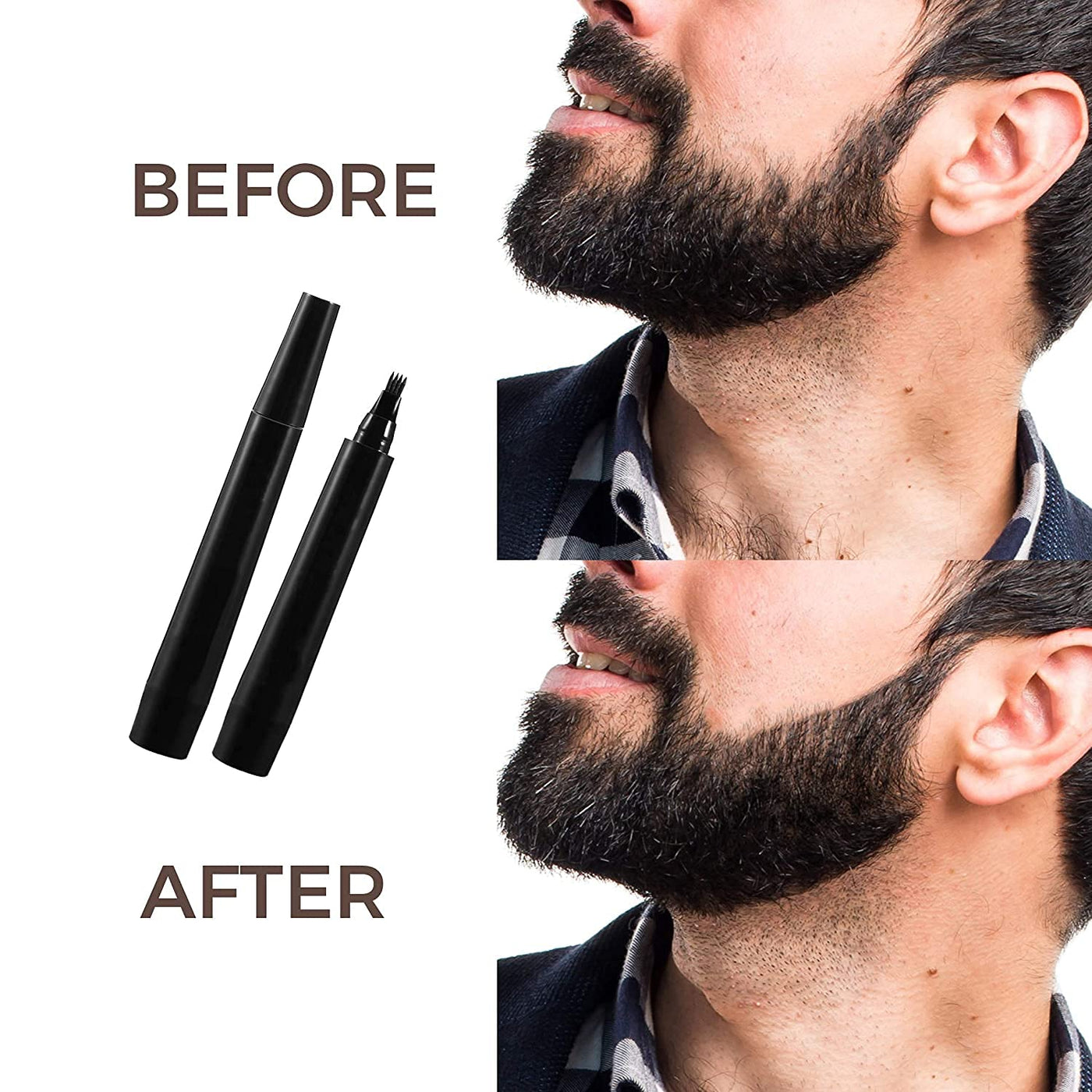 Beard Pencil Filler for Men - With Micro Fork Tips (Black)