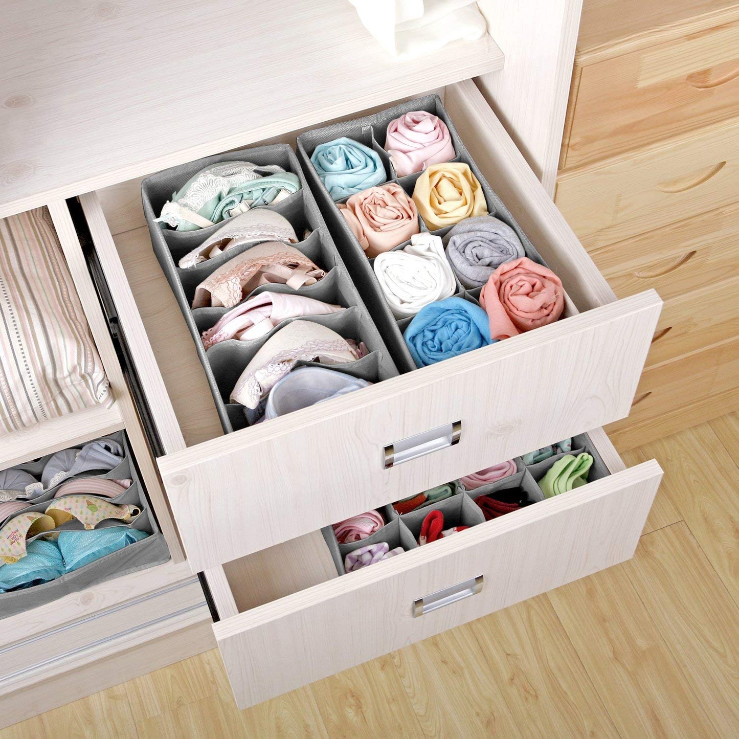 Foldable Closet Storage for Socks Bra Tie Scarfs-Set of 4