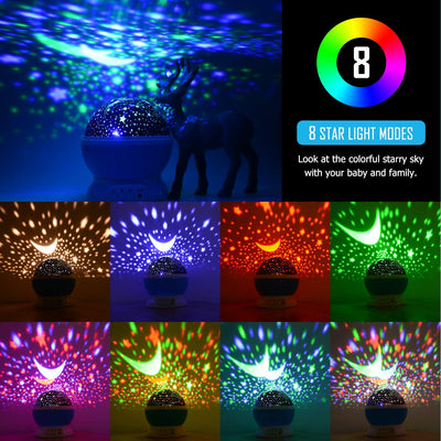 360 Degree Rotating Star Projector Lights Color Changing LED