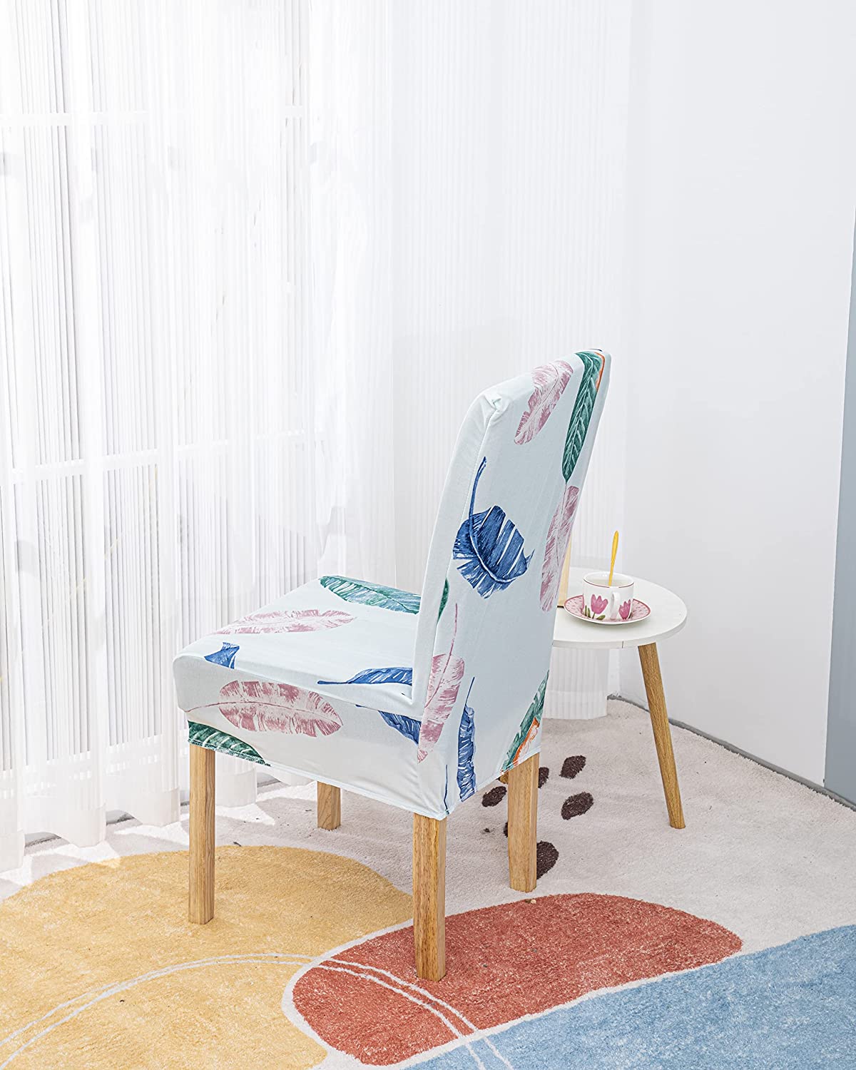 Printed Chair Cover - Light Blue Tropical