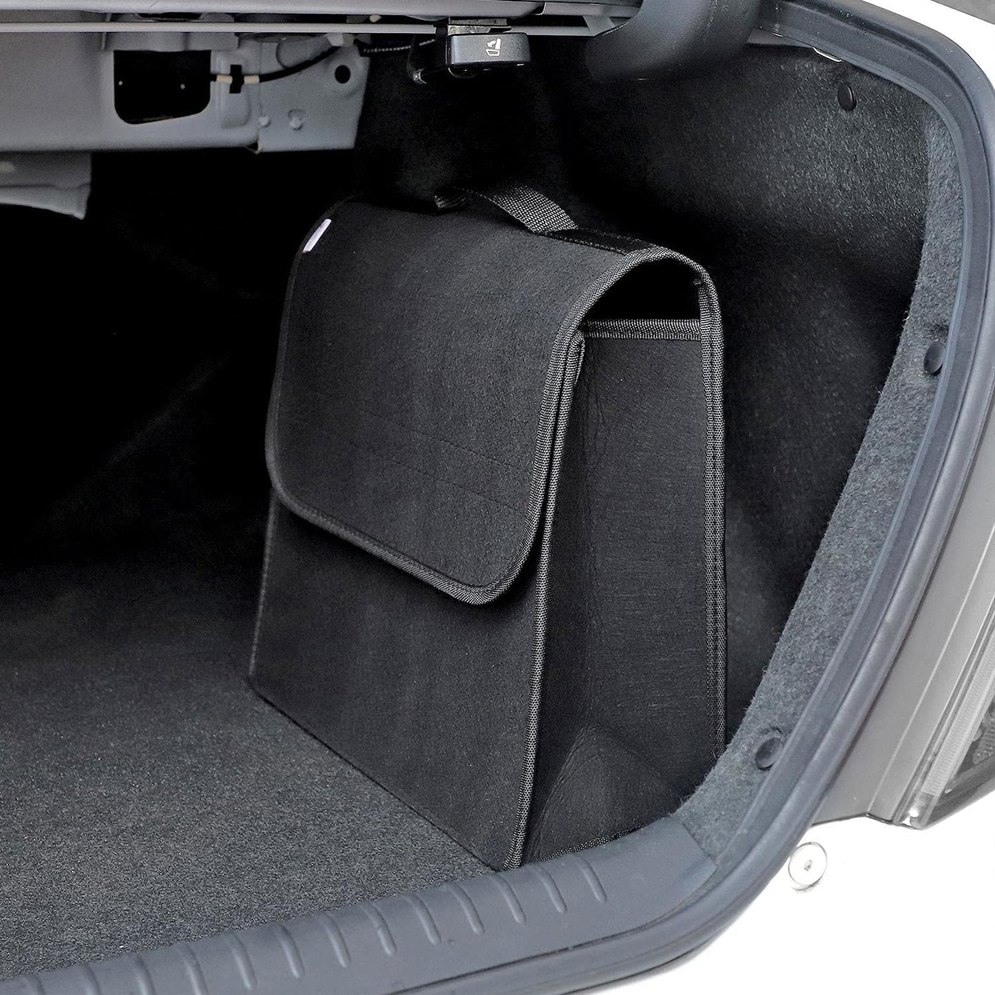 Small Portable Foldable Car Trunk Organizer Felt Cloth Storage Box Case Auto Interior Stowing Tidying Container Bags - Black