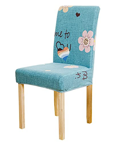 Printed Chair Cover - Blue Pink Flower