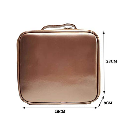 Cosmetic Storage Case with Adjustable Compartment (Rose Gold)