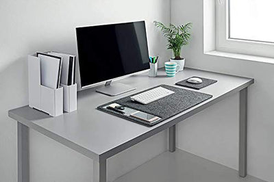 Felt Desk Pad Laptop Keyboard Mouse Pad with Paper and Pen Pocket(60x40cm)