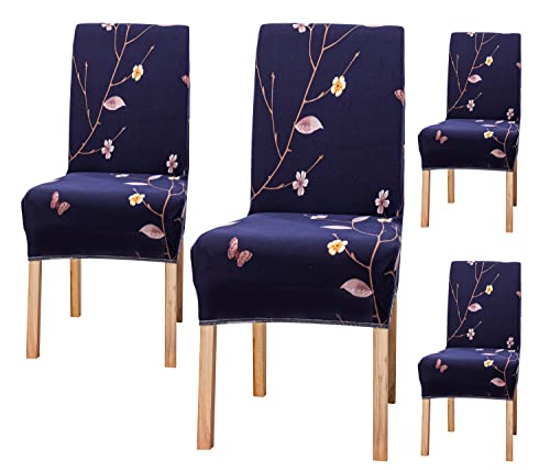 Printed Chair Cover - Dark Blue Butterfly