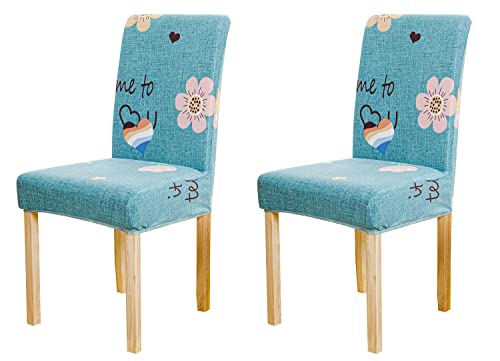 Printed Chair Cover - Blue Pink Flower