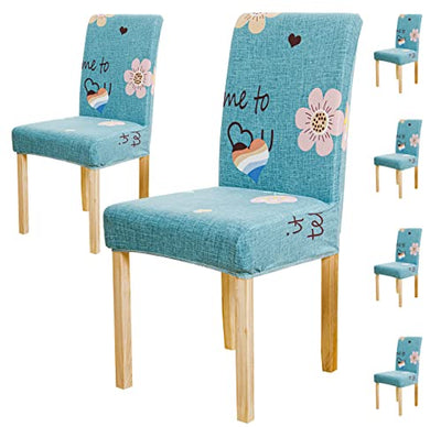 Printed Chair Cover - Blue Pink Flower