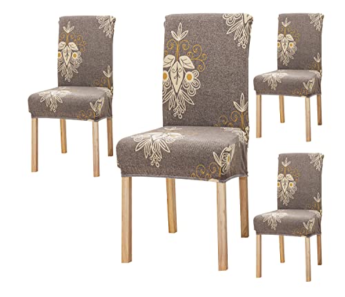 Printed Chair Cover - Beige Brocade