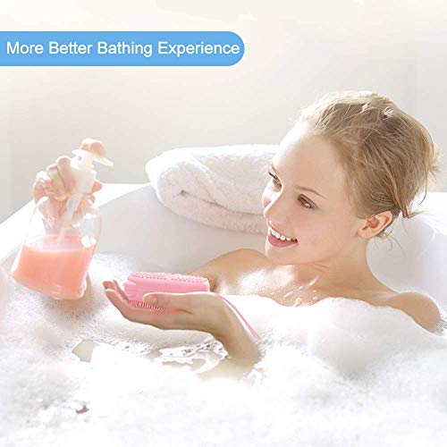 Silicone Bath Body Brush Exfoliating Massage Silicone Loofah Body Scrubber, Multicolor Set of 2