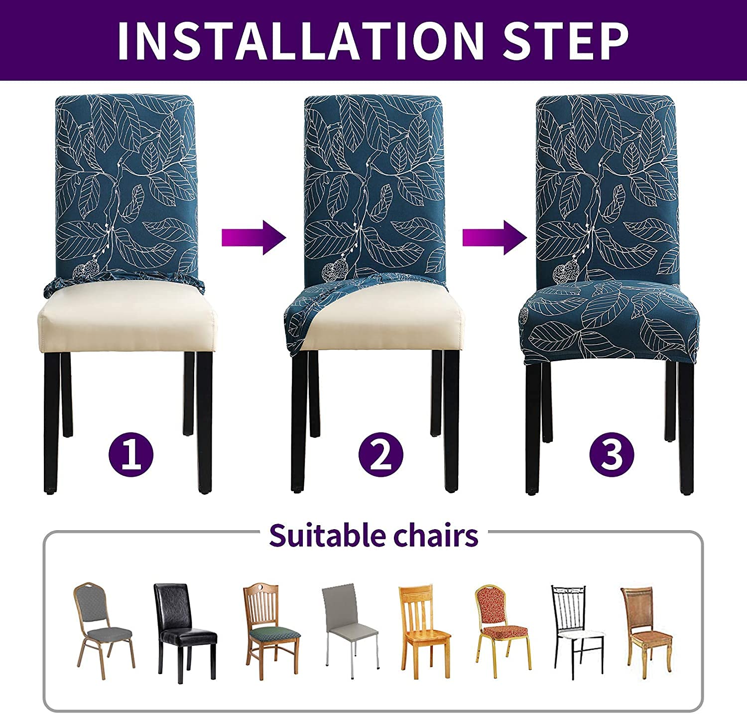 Polyester Flowered Elastic Stretch Removable Washable (Blue Ash)