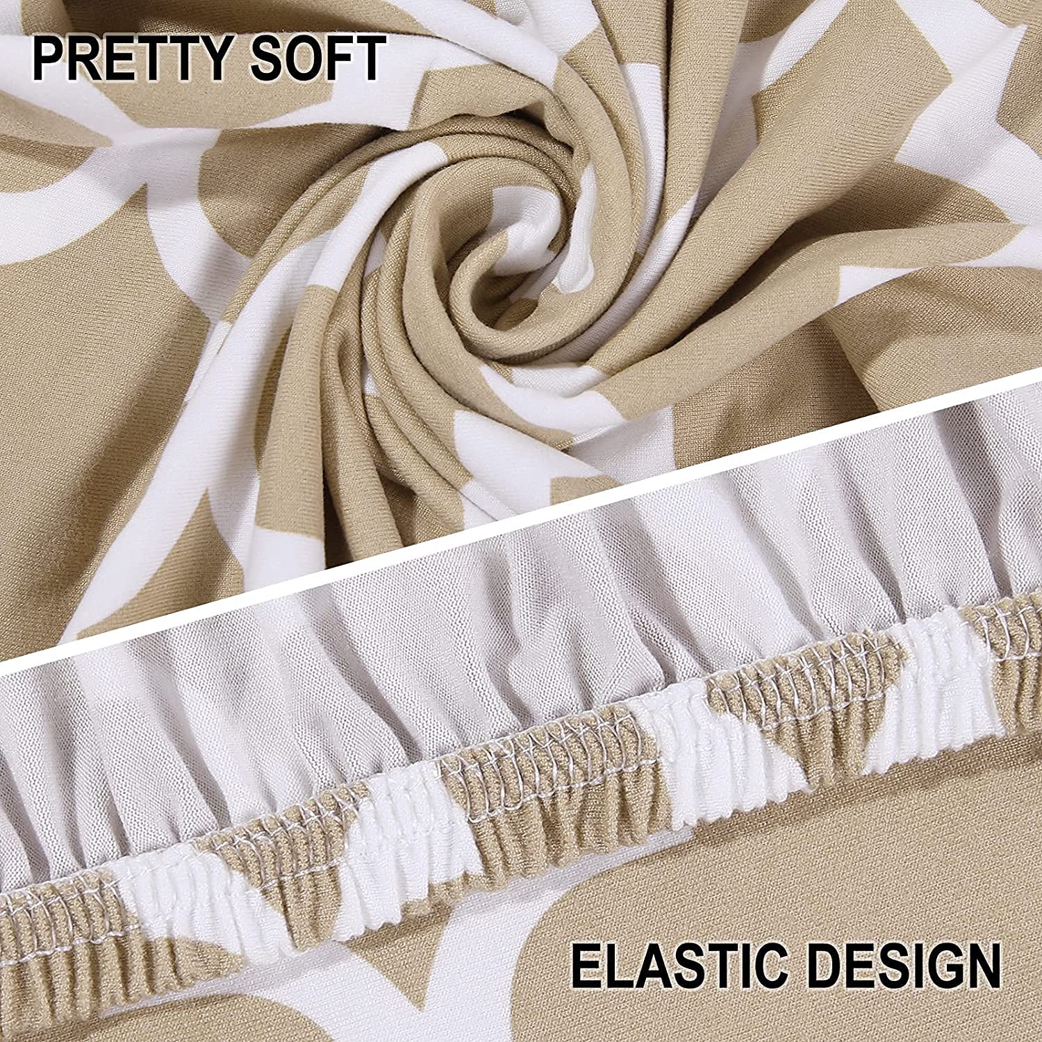 Elastic Chair Cover - Beige Diamond