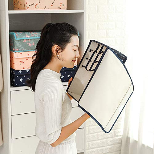 Innerwear Organizer 16+1 Compartment Non-Smell Non Woven Foldable Fabric Storage Box for Closet - Blue Polka