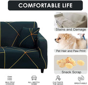 Printed Sofa Cover - Green Gold Prism