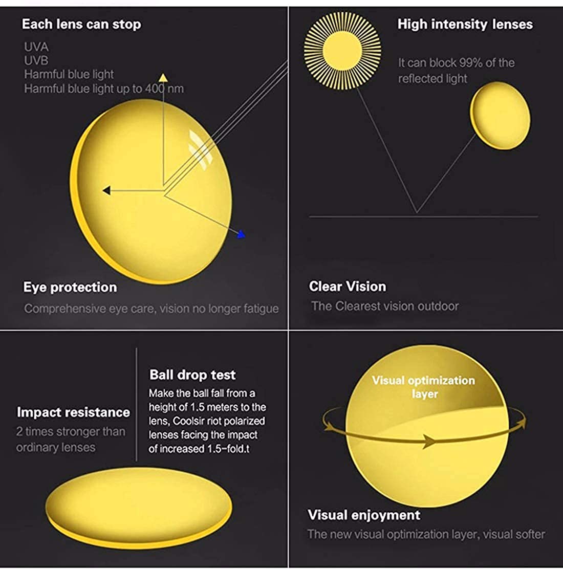 Night Vision Aviator Sunglasses for Driving Unisex Sunglasses - Yellow