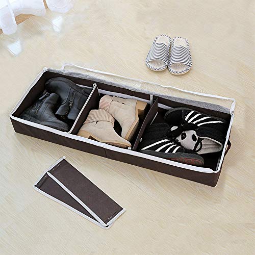 Underbed Shoe Storage Under Bed Shoes Organizer Boxes 5 Pairs with Detachable Closets