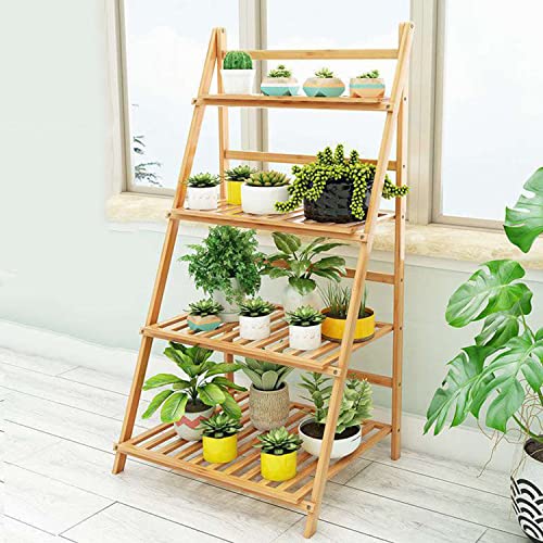 Bamboo Plant Stand Outdoor Indoor, Folding Garden Plant Ladder( 60cm )
