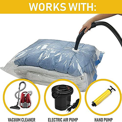 Vacuum Storage Reusable Ziplock Bags with Hand Pump (Set 6)