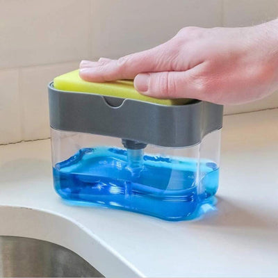 2-In-1 Double Layer Plastic Sponge Box With Liquid Soap Dispenser
