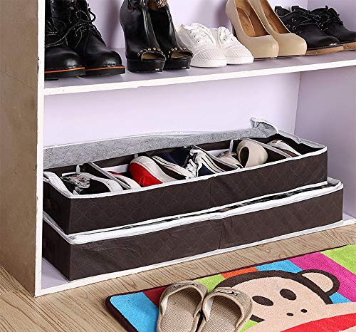 Underbed Shoe Storage Under Bed Shoes Organizer Boxes 5 Pairs with Detachable Closets