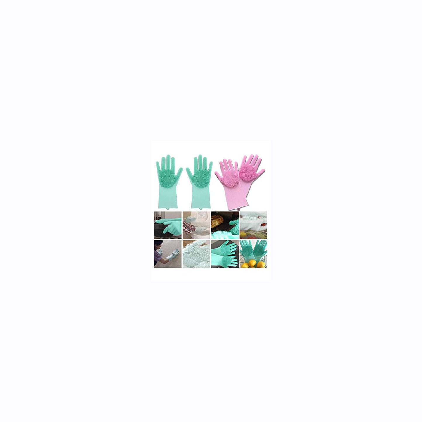 Silicone Gloves with Wash Scrubber, Reusable Brush Heat Resistant