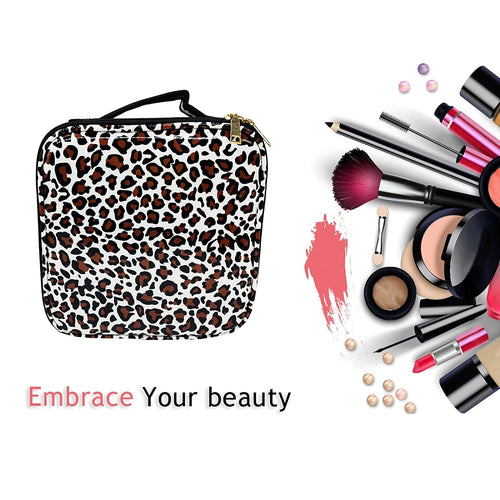 Makeup Cosmetic Storage Case with Adjustable Compartment - Leopard