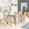Printed Elastic Chair Cover - Beige Diamond