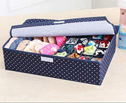 Innerwear Organizer 16+1 Compartment Non-Smell Non Woven Foldable Fabric Storage Box for Closet - Blue Polka