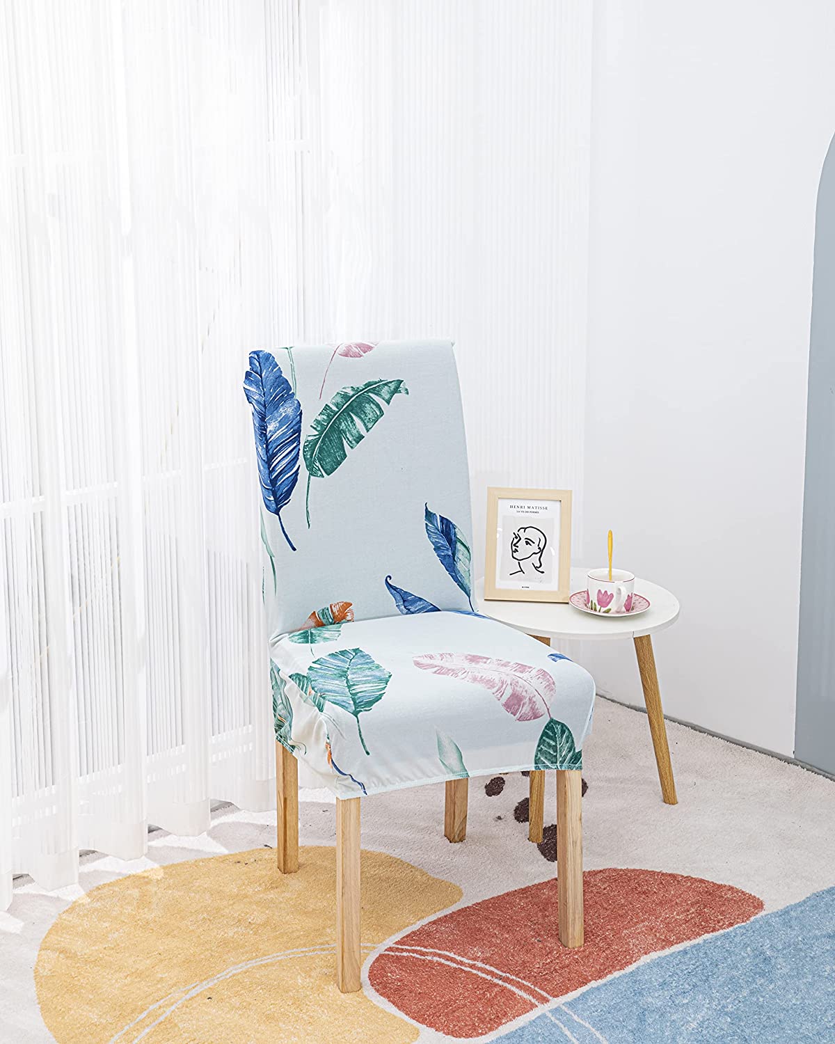 Printed Chair Cover - Light Blue Tropical