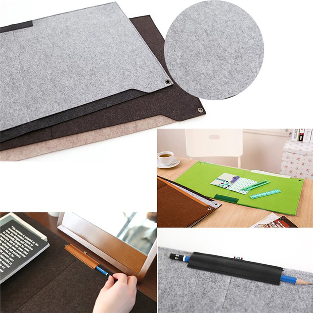 Laptop Keyboard Mouse Felt Pad with Paper and Pen Pocket for Desktops