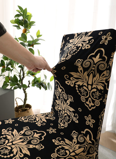 Printed Elastic Chair Cover - Cambric Black